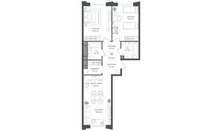 Планировка трехкомнатной(квартира) площадью 70.1 квадратных метров в “ЖК Михалковский”