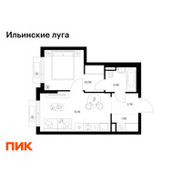 Планировка однокомнатной(квартира) площадью 31.48 квадратных метров в “ЖК Ильинские луга”