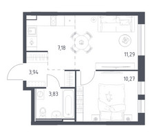 Планировка однокомнатной(квартира) площадью 36.51 квадратных метров в “ЖК Остафьево”