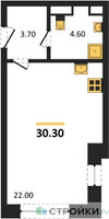 Планировка студии(квартира) площадью 30.3 квадратных метров в “ЖК МАРК”