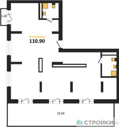 Планировка трехкомнатной(квартира) площадью 110.9 квадратных метров в ЖК “ЖК Квартал Метроном”