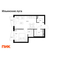 Планировка однокомнатной(квартира) площадью 38.13 квадратных метров в “ЖК Ильинские луга”
