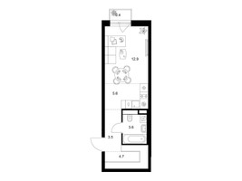 Планировка студии(квартира) площадью 30.7 квадратных метров в “ЖК Лосиноостровский парк”