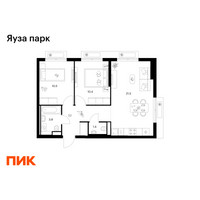 Планировка двухкомнатной(квартира) площадью 55.3 квадратных метров в “ЖК Яуза Парк (Мытищи)”