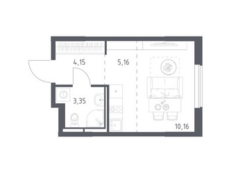 Планировка студии(квартира) площадью 22.82 квадратных метров в ЖК “ЖК Мытищи Парк”