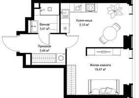 Планировка двухкомнатной(квартира) площадью 63.94 квадратных метров в “Мультиквартал СИТИДЗЕН”