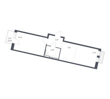 Планировка однокомнатной(квартира) площадью 44.6 квадратных метров в “ЖК Рублевский Квартал”