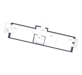 Планировка однокомнатной(квартира) площадью 44.6 квадратных метров в ЖК “ЖК Рублевский Квартал”