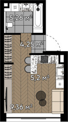 Планировка студии(квартира) площадью 24.1 квадратных метров в ЖК “ЖК Квартал Серебряный бор”