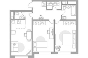 Планировка трехкомнатной(квартира) площадью 54.18 квадратных метров в “ЖК Аникеевский”