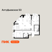 Планировка двухкомнатной(квартира) площадью 63.5 квадратных метров в “ЖК Алтуфьевское 53”