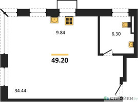 Планировка студии(квартира) площадью 49.2 квадратных метров в “ЖК Резиденции Архитекторов”