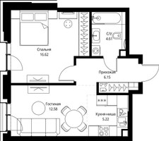 Планировка однокомнатной(квартира) площадью 45.18 квадратных метров в “Дом премиум-класса МИРА”