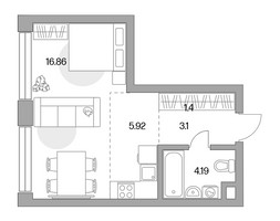 Планировка студии(квартира) площадью 31.47 квадратных метров в “ЖК MYPRIORITY Mnevniki (Май Приорити Мневники)”