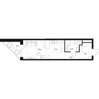 Планировка студии(квартира) площадью 36 квадратных метров в “ЖК Нексус от Аквилон”