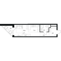 Планировка студии(квартира) площадью 36 квадратных метров в ЖК “ЖК Нексус от Аквилон”