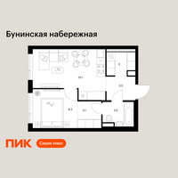Планировка однокомнатной(квартира) площадью 36.3 квадратных метров в “Бунинская набережная”