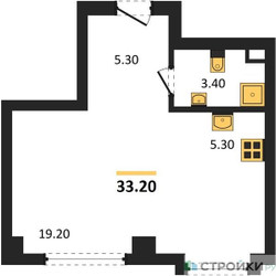 Планировка студии(квартира) площадью 33.2 квадратных метров в “ЖК Мангазея на Тульской”