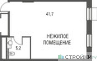 Планировка студии(квартира) площадью 47.1 квадратных метров в “ЖК Резиденции Архитекторов”
