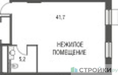 Планировка студии(квартира) площадью 47.1 квадратных метров в ЖК “ЖК Резиденции Архитекторов”