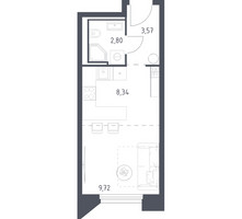 Планировка студии(апартаменты) площадью 24.43 квадратных метров в “ЖК Скай Спутник”