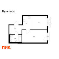 Планировка однокомнатной(квартира) площадью 44.3 квадратных метров в “ЖК Яуза Парк (Мытищи)”