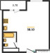 Планировка однокомнатной(квартира) площадью 38.1 квадратных метров в “ЖК Одинград. Квартал Семейный”