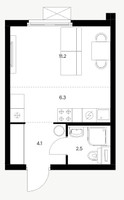 Планировка студии(квартира) площадью 24.1 квадратных метров в “Ярославский квартал”