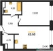 Планировка однокомнатной(квартира) площадью 42.5 квадратных метров в “ЖК STONE Sokolniki (Сокольники)”