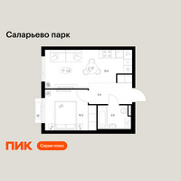 Планировка однокомнатной(квартира) площадью 35 квадратных метров в “ЖК Саларьево парк”