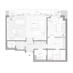 Планировка однокомнатной(квартира) площадью 109.6 квадратных метров в ЖК “ЖК Николь”