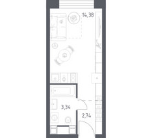 Планировка студии(апартаменты) площадью 20.46 квадратных метров в “ЖК Пятницкое 58 (Перец)”