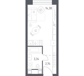Планировка студии(апартаменты) площадью 20.46 квадратных метров в ЖК “ЖК Пятницкое 58 (Перец)”