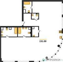 Планировка 4+ комнатной(квартира) площадью 130.7 квадратных метров в “ЖК River Park Кутузовский (Ривер Парк Тауэрс)”