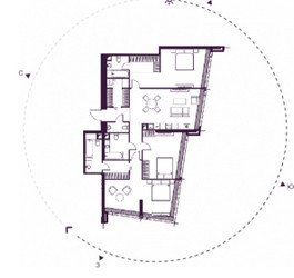 Планировка трехкомнатной(квартира) площадью 141.91 квадратных метров в ЖК “ЖК Дом Дау”