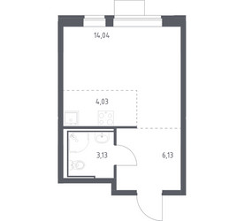 Планировка студии(квартира) площадью 27.33 квадратных метров в ЖК “ЖК Молжаниново”