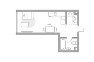 Планировка студии(квартира) площадью 30.36 квадратных метров в “ЖК Мневники от Гранель”