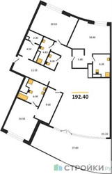 Планировка трехкомнатной(квартира) площадью 192.4 квадратных метров в ЖК “ЖК Остров”