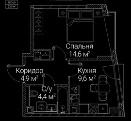 Планировка однокомнатной(квартира) площадью 33.5 квадратных метров в ЖК “ЖК СЕЗАР БУДУЩЕЕ”