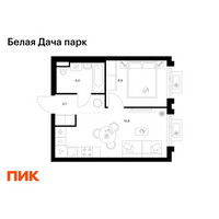 Планировка однокомнатной(квартира) площадью 32.8 квадратных метров в “ЖК Белая Дача парк”