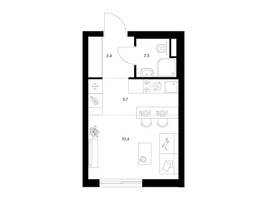 Планировка студии(квартира) площадью 22 квадратных метров в “ЖК Матвеевский парк”