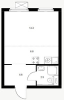 Планировка студии(квартира) площадью 27.2 квадратных метров в “ЖК Сигнальный 16”