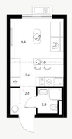 Планировка студии(квартира) площадью 19.9 квадратных метров в “ЖК Белая Дача парк”