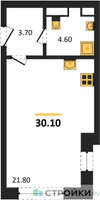 Планировка студии(квартира) площадью 30.1 квадратных метров в “ЖК МАРК”