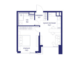 Планировка однокомнатной(квартира) площадью 39 квадратных метров в “ЖК Событие”