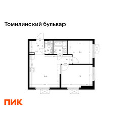Планировка двухкомнатной(квартира) площадью 47.8 квадратных метров в ЖК “ЖК Томилинский бульвар”