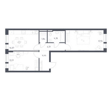 Планировка двухкомнатной(квартира) площадью 59.94 квадратных метров в “ЖК Квартал Авиаторов”