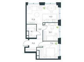Планировка трехкомнатной(квартира) площадью 56.4 квадратных метров в “ЖК Level Звенигородская”
