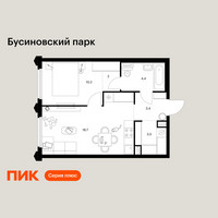 Планировка однокомнатной(квартира) площадью 42.2 квадратных метров в “ЖК Бусиновский парк”