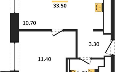 Планировка однокомнатной(апартаменты) площадью 33.5 квадратных метров в ЖК “ЖК Верейская 41”
